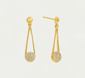 Dan Davidson Design - Mini Ipanema Pave Ball Gold Drop Earrings in White Topaz