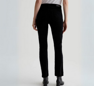 AG Jeans - Mari Mid-Rise Slim Straight Corduroy Pants in Super Black