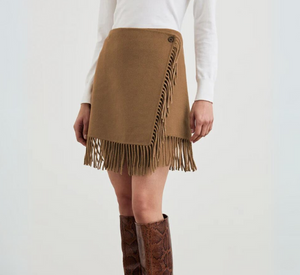 Rails - Vista Double Faced Overlapped Fringe Skirt in Camel