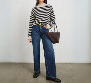 Rails - Corrine Stripe Mock Neck Sweater in Oat and Navy