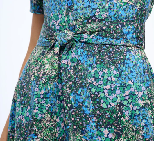 Shoshanna - Analisa Short Sleeve V-Neck Floral Print Dress