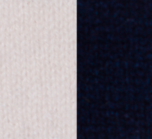 Kinross Cashmere - Rib Yoke Stripe Pullover in Ivory/Navy
