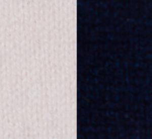 Kinross Cashmere - Rib Yoke Stripe Pullover in Ivory/Navy