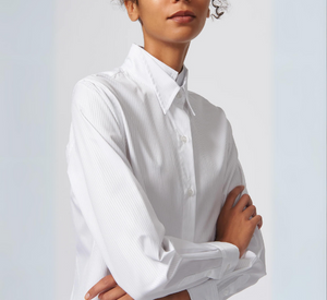 Kal Rieman - Double Collar Shirt in White Stripe