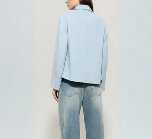 LUISA CERANO -  Double Faced Wool Jacket with Pocket Details in Sky Blue