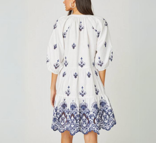 Shoshanna - Rye Dress in White/Blue