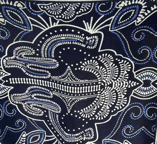 Oui - Printed Scarf in Dark Blue and White
