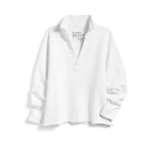 FRANK & EILEEN - Patrick Popover Henley Sweatshirt in White