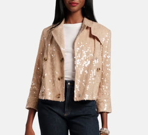 Frances Valentine - Sequin Moto Jacket in Champagne