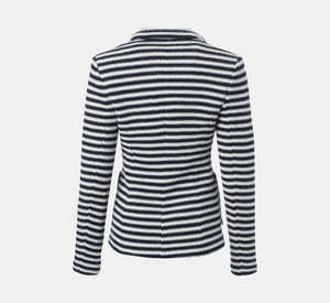 Iris - Notch Collar Jacket with Patch Pockets in Navy and Ivory