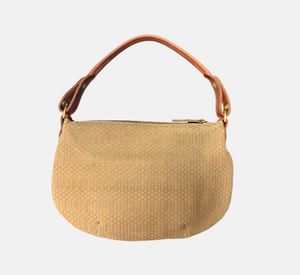 M.ANDONIA - Baby Beth Feathered Shoulder Bag in Taupe Snake