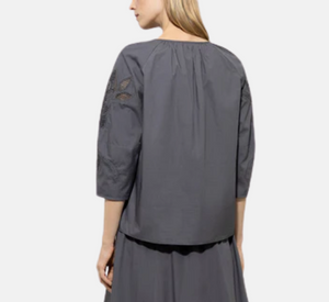 Luisa Cerano - Tunic Blouse with Embroidery in Cool Grey