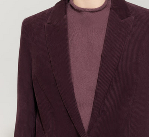 Luisa Cerano – Corduroy One-Button Blazer in Burgundy