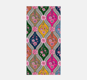 Vilagallo - Scarf with Floral and Vine Print in Red and Bronze Multi