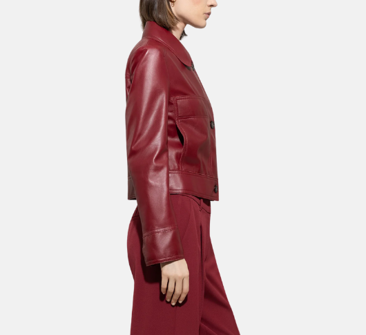 Luisa Cerano - Leather Jacket in Berry Red