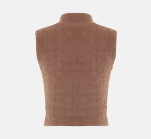 Theo - Carme Plush Sleeveless Mock Neck in Cappuccino
