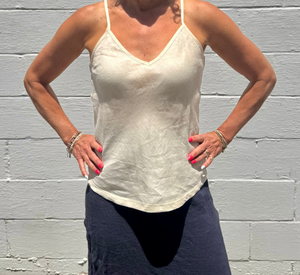 SITA MURT - Bamboo and Linen Tank Top in Cream
