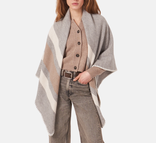 Repeat - Striped Oversized Wrap in Grey