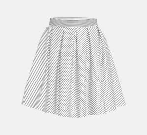 Theo - Echo Box Pleat Striped Short Skirt in Black and White