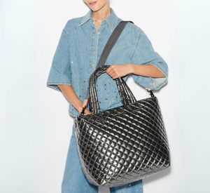 MZ Wallace - Large Metro Tote Deluxe in Pewter Metallic