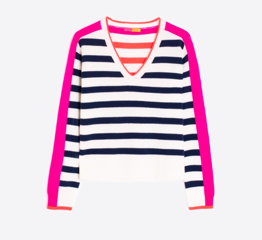 Vilagallo - CB Stripes Knit Sweater in Navy/Pink/Orange