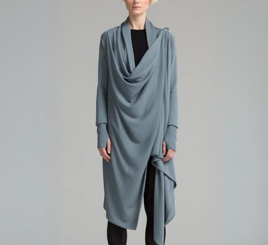 NFP - Long Sleeve Merino Wrap/ Cape in Mist Grey