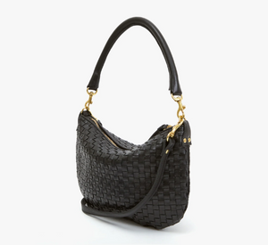 Clare V - Petit Moyen Woven Checker Small Bag in Black