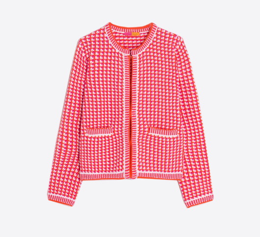 Vilagallo - Knit Tweed Jacket in Pink/Ecru/Orange