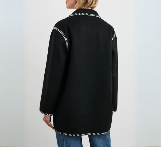 Rails - Odyssey Double Faced Coat with Blanket Stitching in Black and White