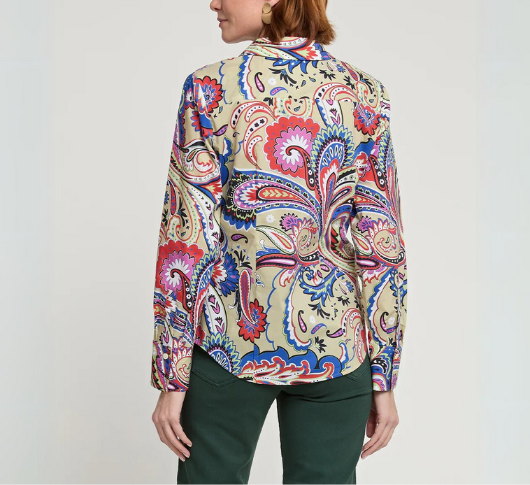 Hinson Wu - Diane Long Sleeve Paisley Button Down Top in Champagne