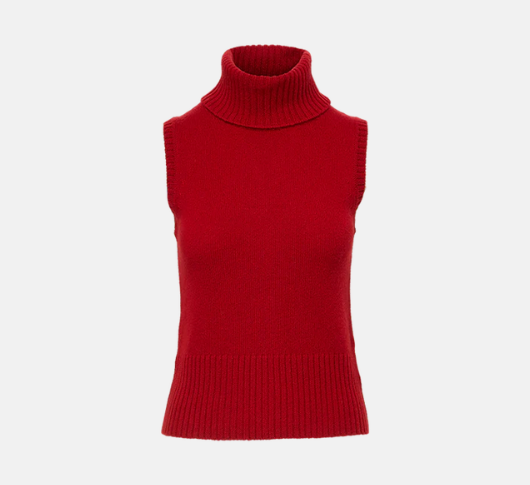 Veronica Beard - Mazzy Sleeveless Cashmere Turtleneck in Crimson