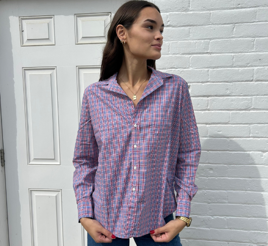 Frank & Eileen - Eileen Plaid Relaxed Button Down Top in Red and Blue