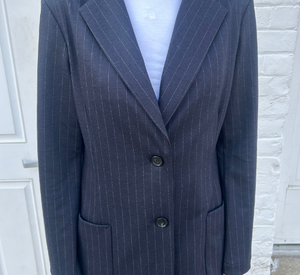 Peter O Mahler - Pinstripe Wool Jersey Blazer in Navy