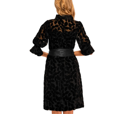 Gretchen Scott - Outta Sight Tunic Dress in Black Luxe Leaf Velvet