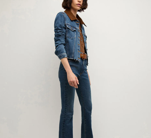 Veronica Beard - Cara Denim Jacket With Corduroy Collar in Thriller