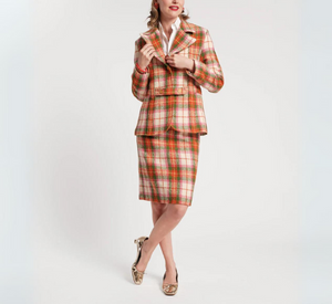 Frances Valentine - Bobby Wool Plaid Blazer in Pink and Green