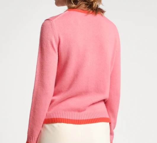 Frances Valentine - Pierre 4 Pocket Cardigan with Contrast Trim in Pink and Orange