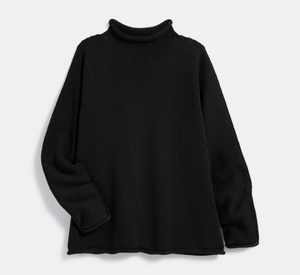 Frank & Eileen - Roll Mock Neck and Hem Sweater in Black