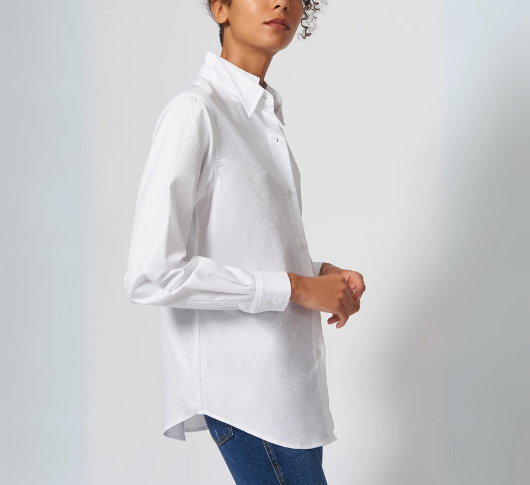 Kal Rieman - Double Collar Shirt in White Stripe