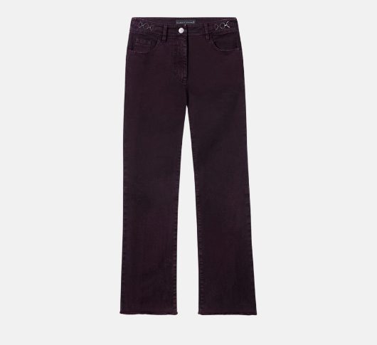 Luisa Cerano - Denim Raw Hem Flare Pant in Purple