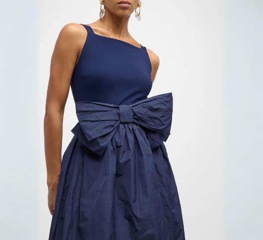Chiara Boni La Petite Robe Women's Harlee Taffeta Bow Gown - Blue Notte Chiara Boni La Petite Robe Women's Harlee Taffeta Bow Gown - Blue Notte