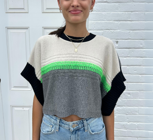 Tricot Chic - Short Sleeve Crop Cape Sweater