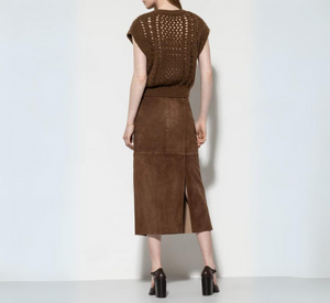 Luisa Cerano - Suede Pencil Skirt in Hazelnut