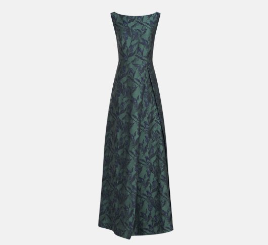 Kay Unger - Caitlin Sleeveless Jacquard Tulip Print in Emerald