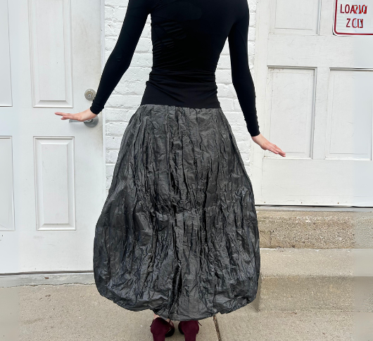 Peter O Mahler - Pull On Crinkle Bubble Skirt in Dark Grey