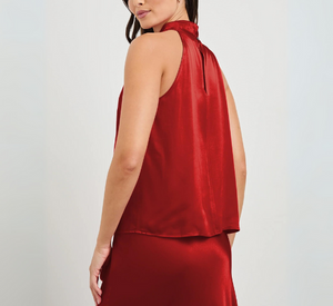 Rails - Leah Satin Halter Top in Scarlet