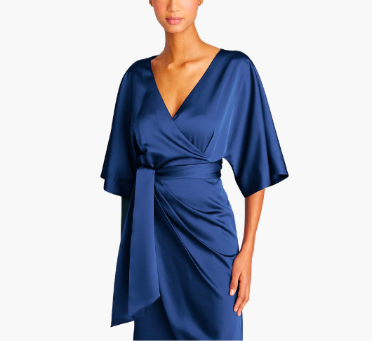 Theia - Alicia V-Neck Cocktail Dress in Deep Sapphire