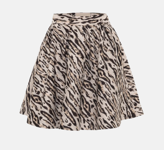 THEO - Tyche Leopard Jacquard Short Pleated Skirt