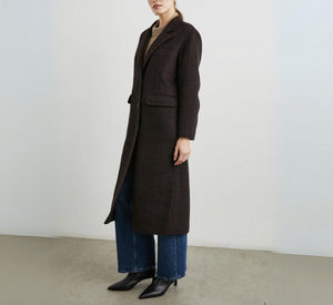 Rails - Gallery Long Wool Coat in Espresso Houndstooth