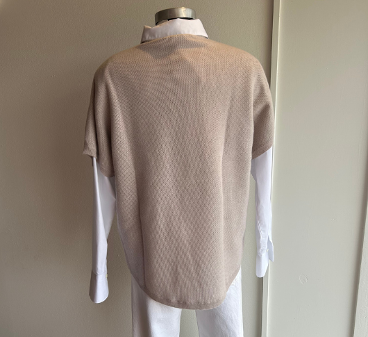 Kinross Cashmere - Textured Funnel Pullover in Dune